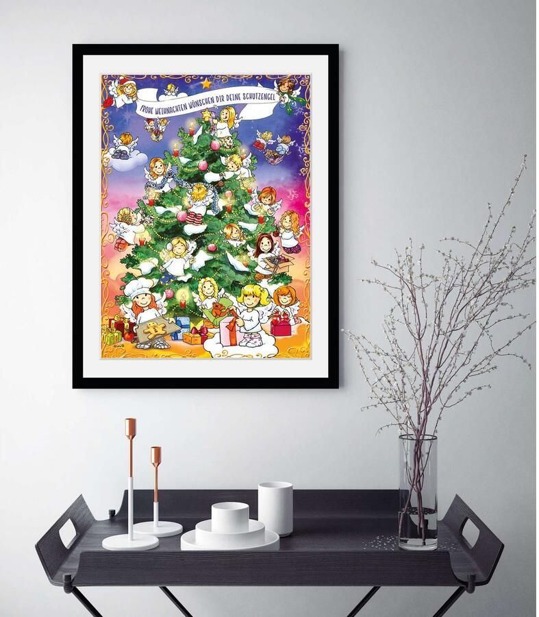 Queence Wanddecoratie Christmas Tree HD premium posterdruk incl. houten lijst (1 stuk) - Foto 4