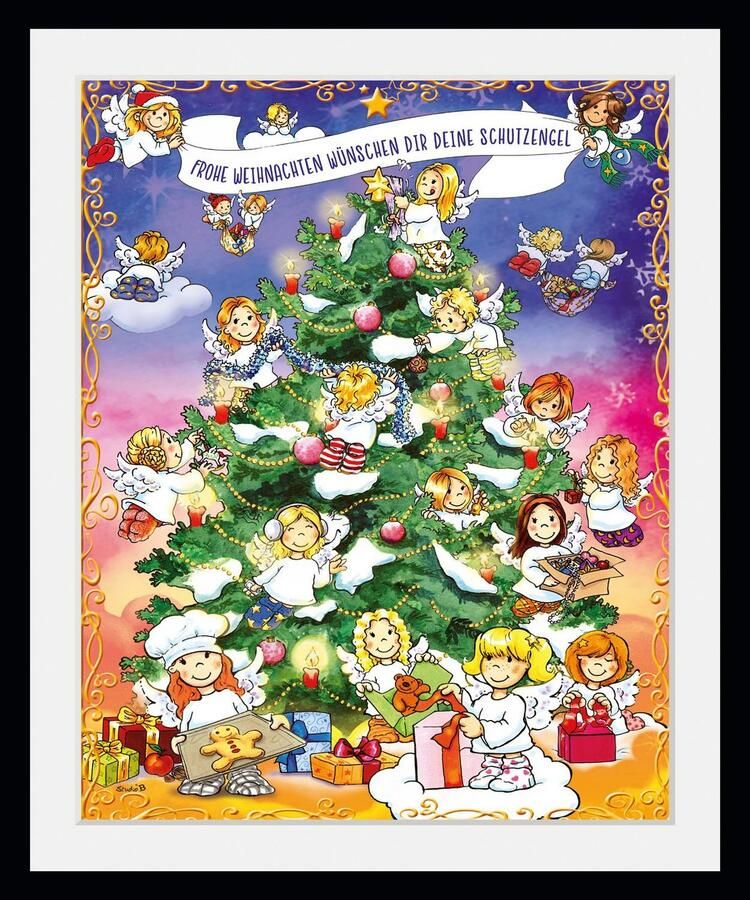 Queence Wanddecoratie Christmas Tree HD premium posterdruk incl. houten lijst (1 stuk) - Foto 2