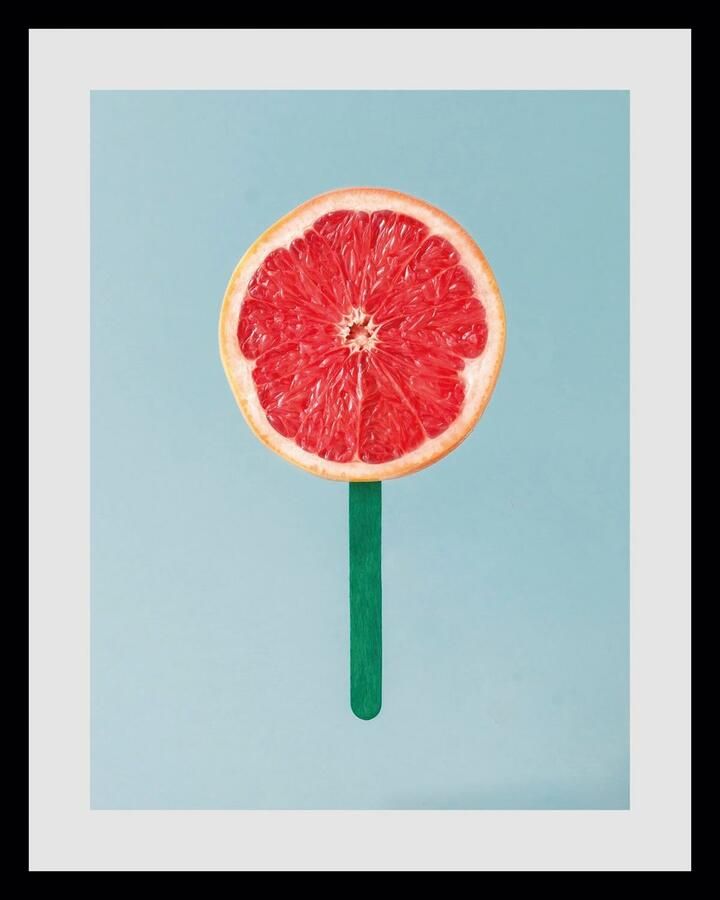 Queence Wanddecoratie Citruspop HD premium posterdruk incl. houten lijst (1 stuk) - Foto 2