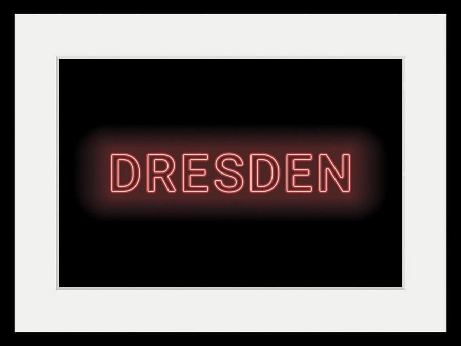 Queence Wanddecoratie DRESDEN LIGHTS HD premium posterdruk incl. houten lijst (1 stuk) - Foto 4