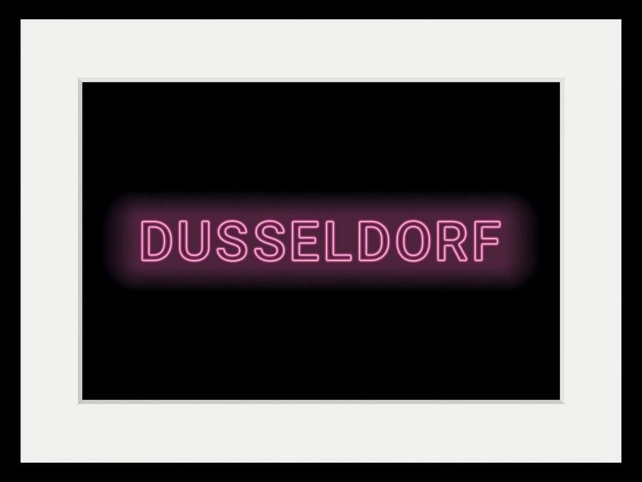 Queence Wanddecoratie DÜSSELDORF LIGHTS HD premium posterdruk incl. houten lijst (1 stuk) - Foto 4