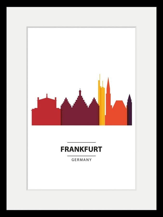 Queence Wanddecoratie Frankfurt Color Splash HD premium posterdruk incl. houten lijst (1 stuk) - Foto 4