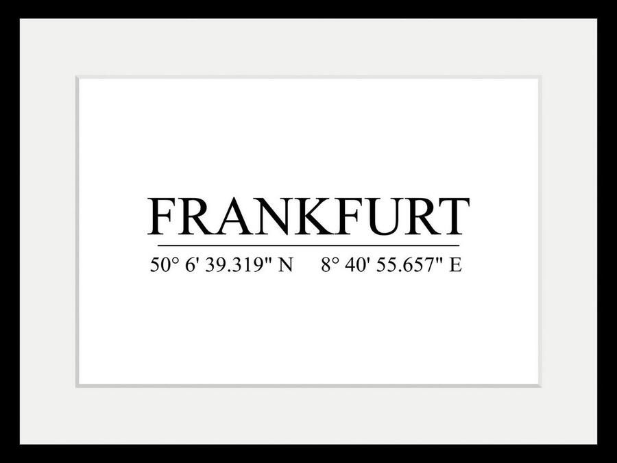 Queence Wanddecoratie FRANKFURT HD premium posterdruk incl. houten lijst (1 stuk) - Foto 3