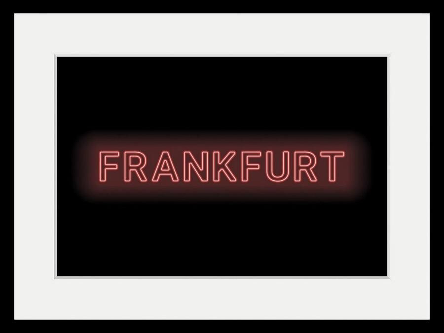 Queence Wanddecoratie FRANKFURT LIGHTS HD premium posterdruk incl. houten lijst (1 stuk) - Foto 4