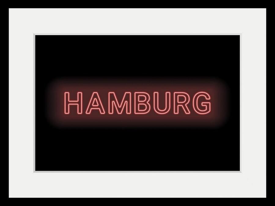 Queence Wanddecoratie Hamburg LIGHTS HD premium posterdruk incl. houten lijst (1 stuk) - Foto 4