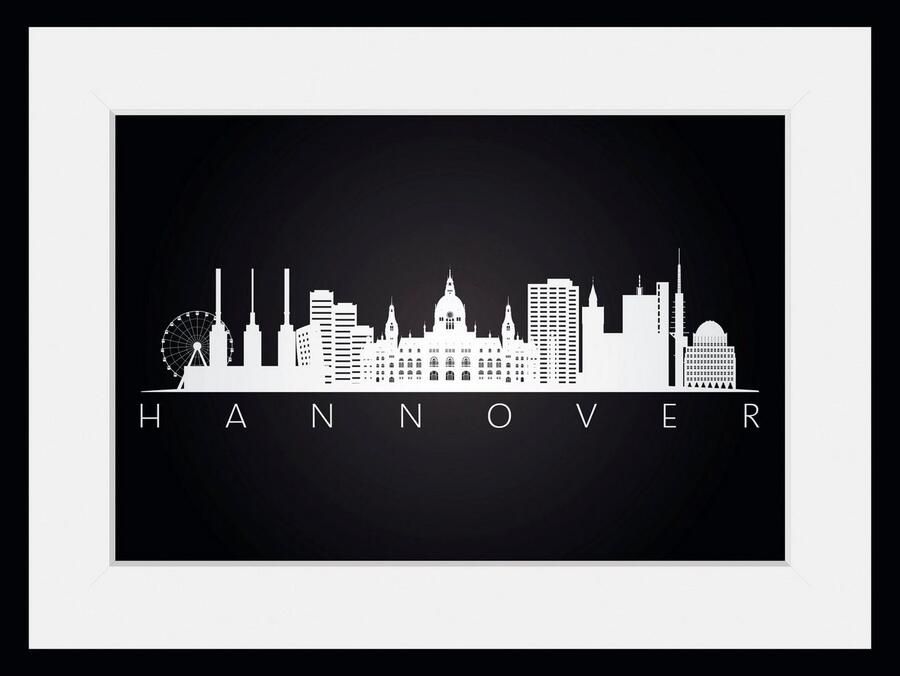 Queence Wanddecoratie Hannover bezienswaardigheden HD premium posterdruk incl. houten lijst (1 stuk) - Foto 4