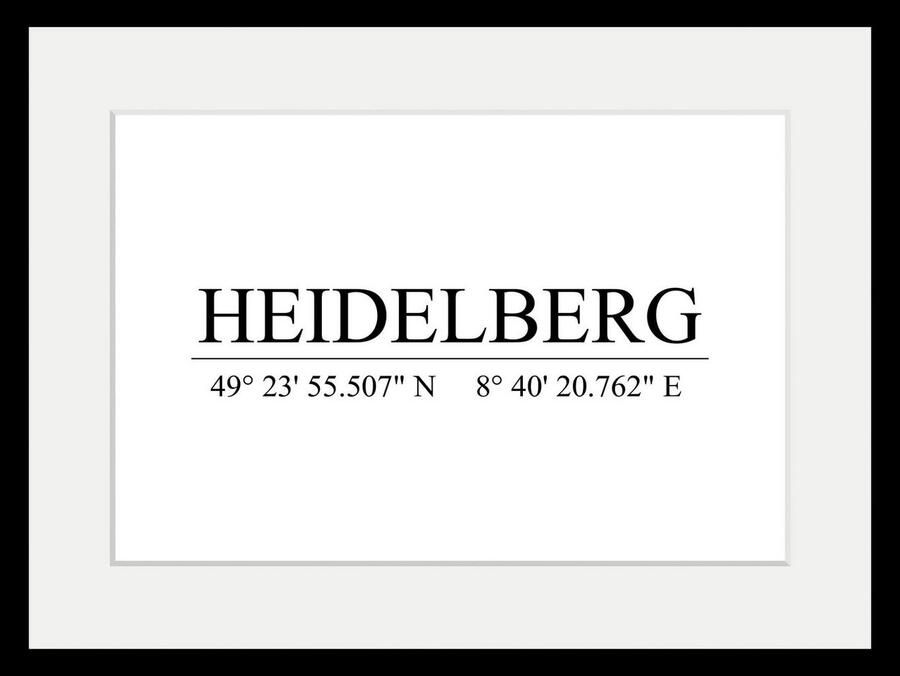 Queence Wanddecoratie HEIDELBERG HD premium posterdruk incl. houten lijst (1 stuk) - Foto 3