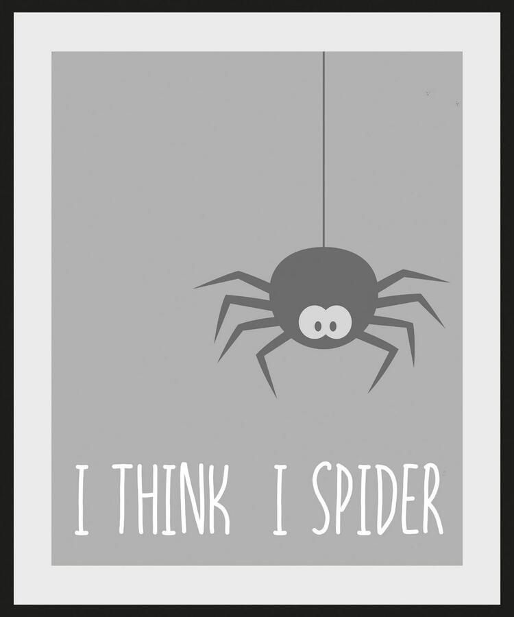 Queence Wanddecoratie I THINK I SPIDER HD premium posterdruk incl. houten lijst (1 stuk) - Foto 2