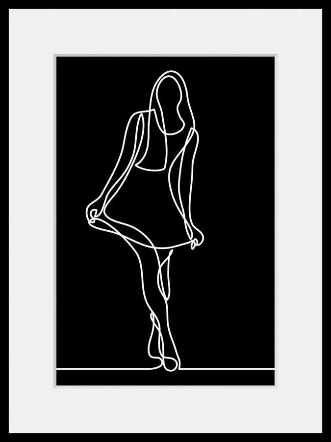 Queence Wanddecoratie Jolina HD premium posterdruk incl. houten lijst (1 stuk) - Foto 4