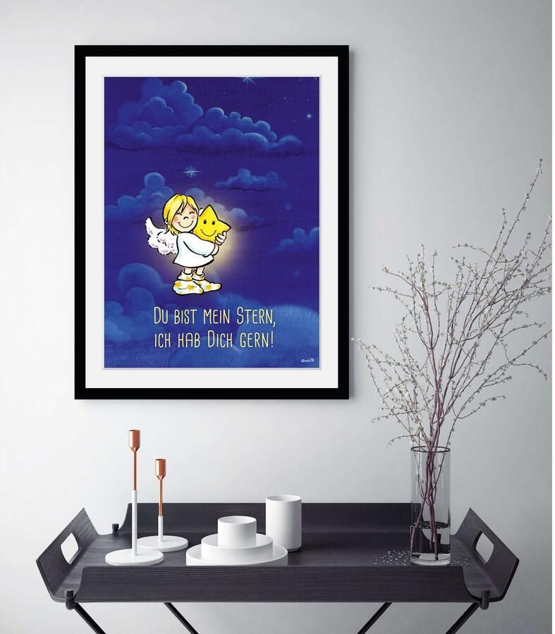 Queence Wanddecoratie Laura's ster HD premium posterdruk incl. houten lijst (1 stuk) - Foto 3