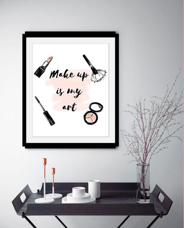 Queence Wanddecoratie Make up HD premium posterdruk incl. houten lijst - Foto 3
