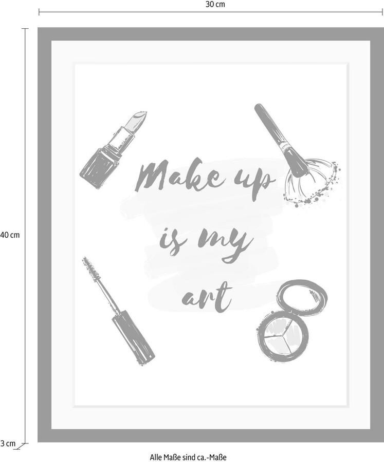 Queence Wanddecoratie Make up HD premium posterdruk incl. houten lijst - Foto 3