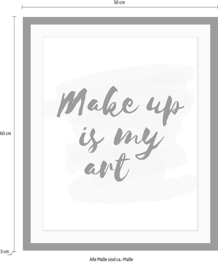 Queence Wanddecoratie Make up HD premium posterdruk incl. houten lijst - Foto 2