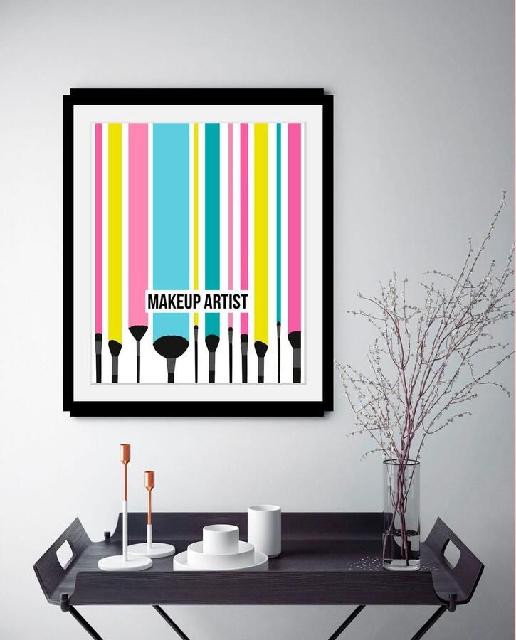 Queence Wanddecoratie Makeup Artist HD premium posterdruk incl. houten lijst - Foto 3