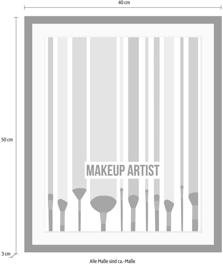 Queence Wanddecoratie Makeup Artist HD premium posterdruk incl. houten lijst - Foto 2