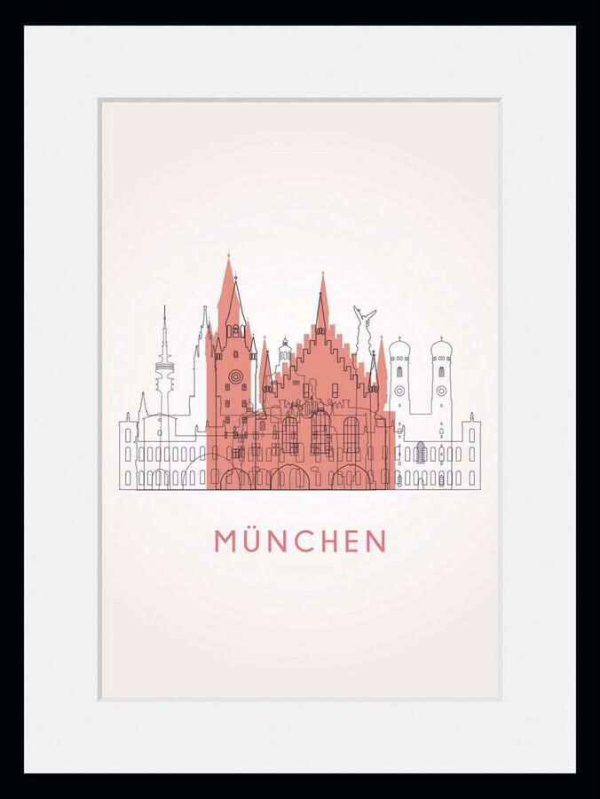 Queence Wanddecoratie München Church HD premium posterdruk incl. houten lijst (1 stuk) - Foto 4