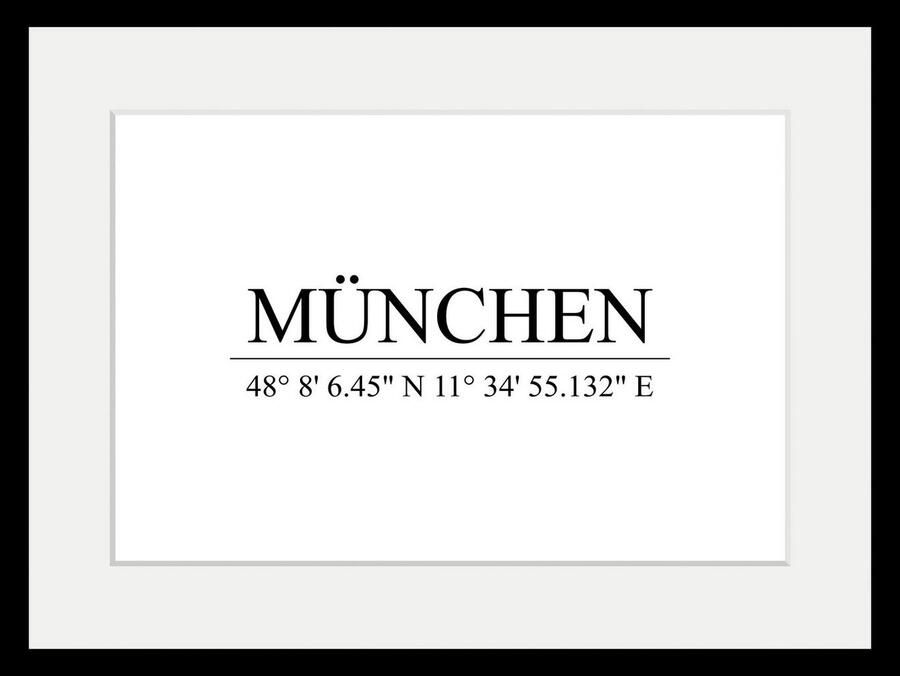 Queence Wanddecoratie München HD premium posterdruk incl. houten lijst (1 stuk) - Foto 4
