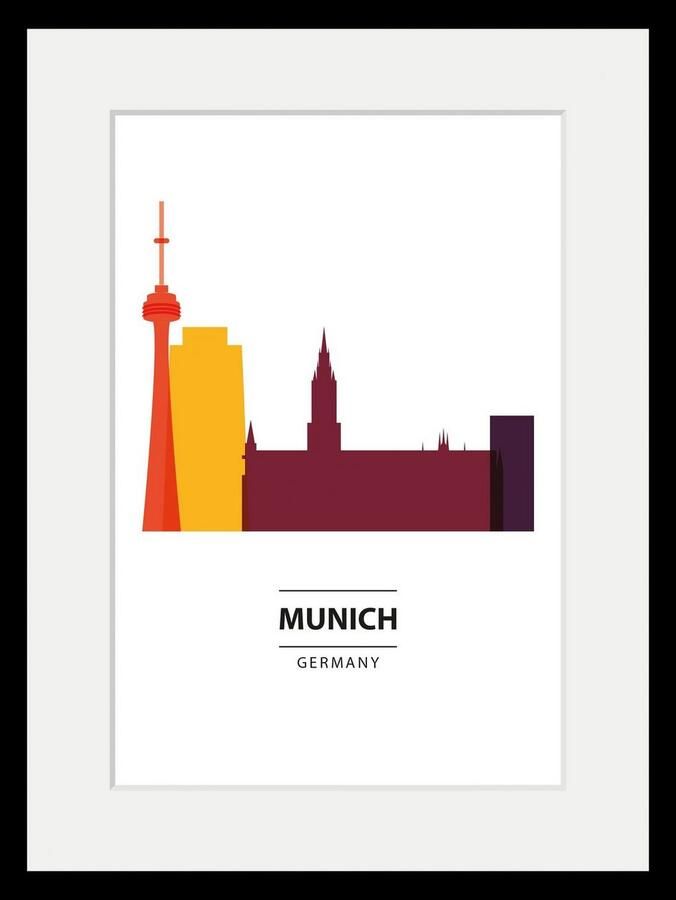 Queence Wanddecoratie Munich Color Splash HD premium posterdruk incl. houten lijst (1 stuk) - Foto 4