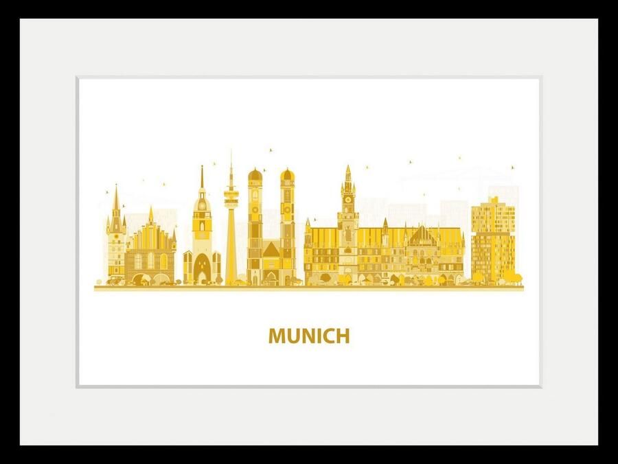 Queence Wanddecoratie Munich Goldstadt HD premium posterdruk incl. houten lijst (1 stuk) - Foto 3