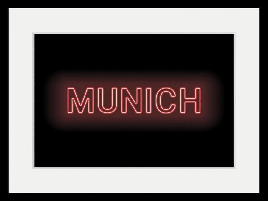 Queence Wanddecoratie MUNICH LIGHTS HD premium posterdruk incl. houten lijst (1 stuk) - Foto 4