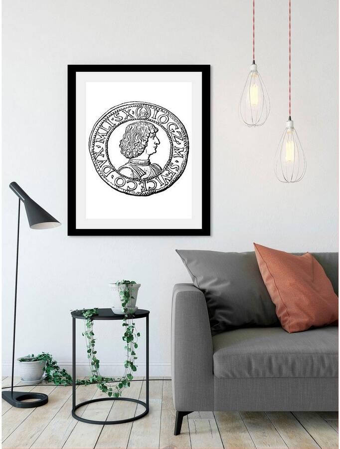 Queence Wanddecoratie Munt HD premium posterdruk incl. houten lijst - Foto 5