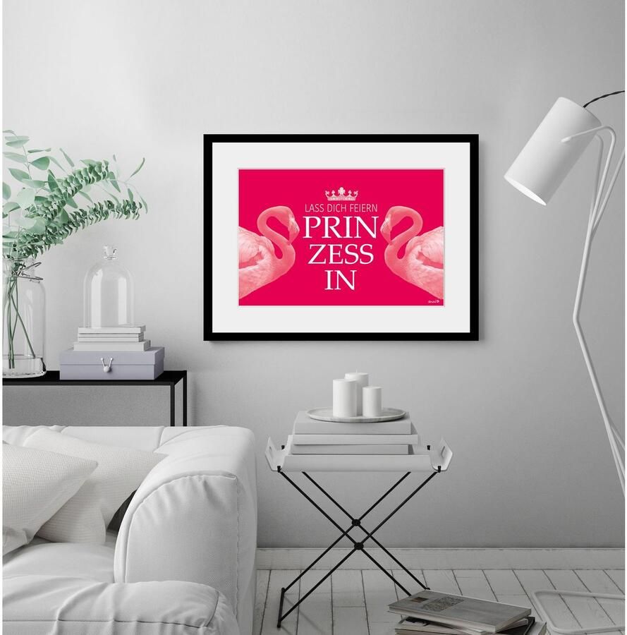 Queence Wanddecoratie Prinses HD premium posterdruk incl. houten lijst (1 stuk)