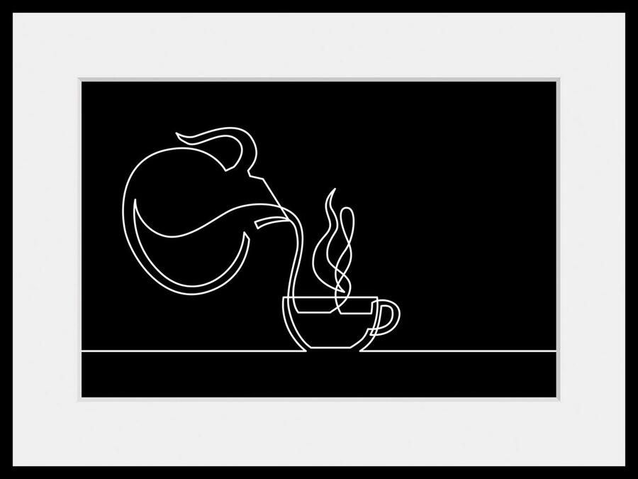 Queence Wanddecoratie TEA TIME HD premium posterdruk incl. houten lijst (1 stuk) - Foto 4