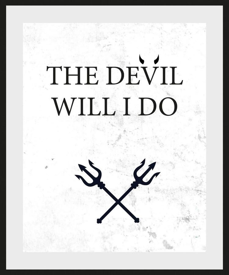 Queence Wanddecoratie THE DEVIL WILL I DO HD premium posterdruk incl. houten lijst (1 stuk) - Foto 2
