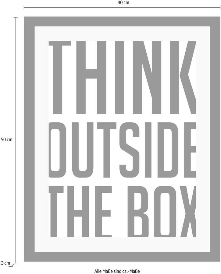 Queence Wanddecoratie Think outside HD premium posterdruk incl. houten lijst - Foto 3