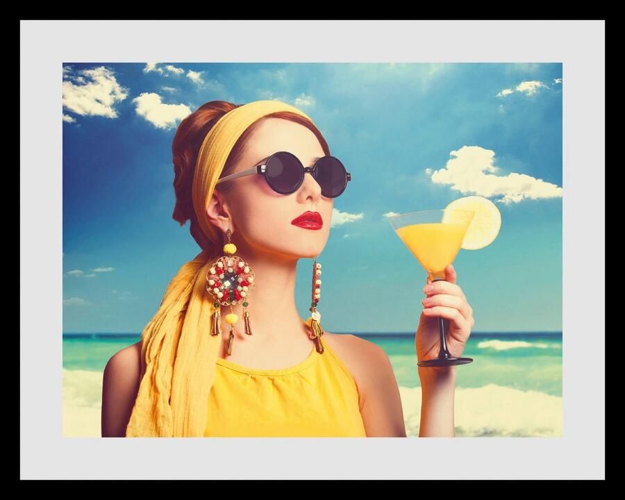Queence Wanddecoratie Vakantiegevoelens HD premium posterdruk incl. houten lijst (1 stuk) - Foto 2