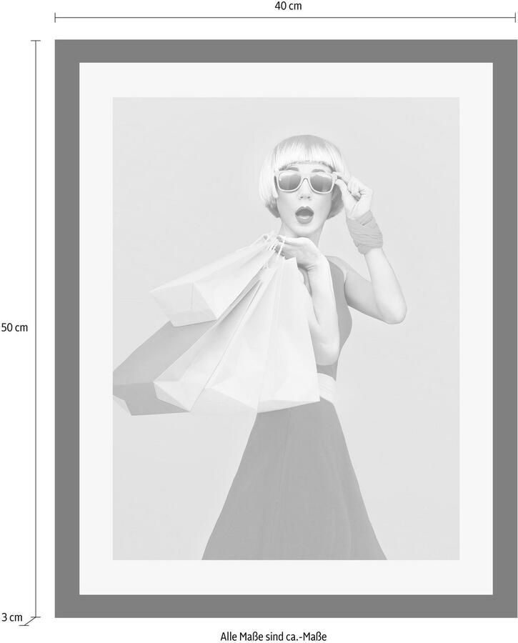 Queence Wanddecoratie Vrouw HD premium posterdruk incl. houten lijst - Foto 3