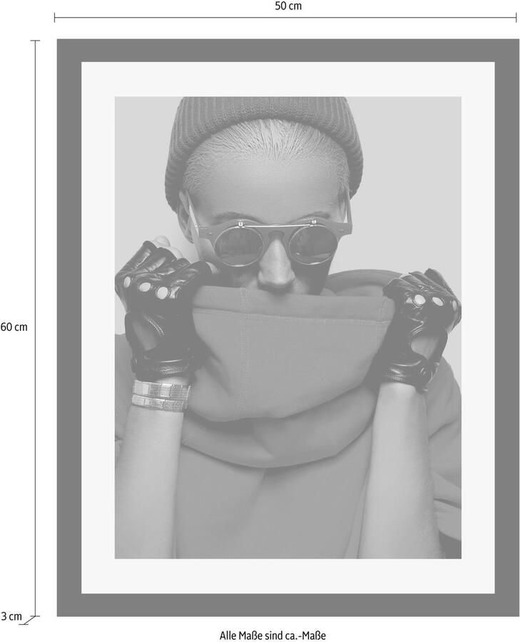 Queence Wanddecoratie Vrouw HD premium posterdruk incl. houten lijst - Foto 2