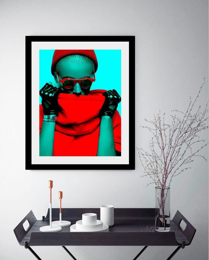 Queence Wanddecoratie Vrouw HD premium posterdruk incl. houten lijst - Foto 3