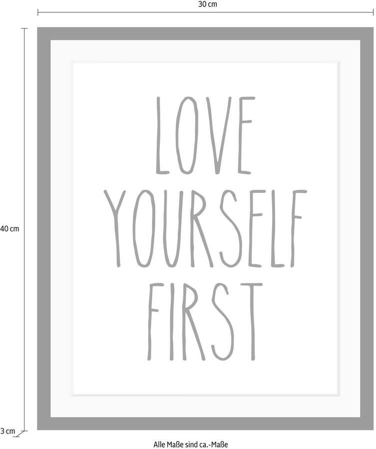 Queence Wanddecoratie Zelfliefde HD premium posterdruk incl. houten lijst - Foto 2