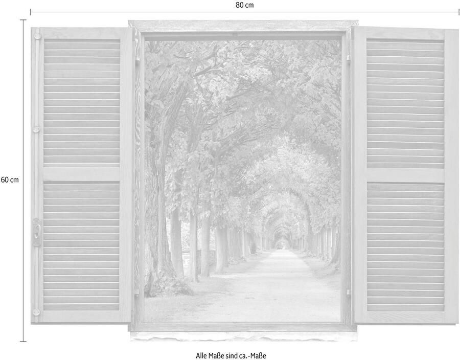 Queence Wandfolie Allee Muursticker muurdecoratie zelfklevend 3D raam (1 stuk)