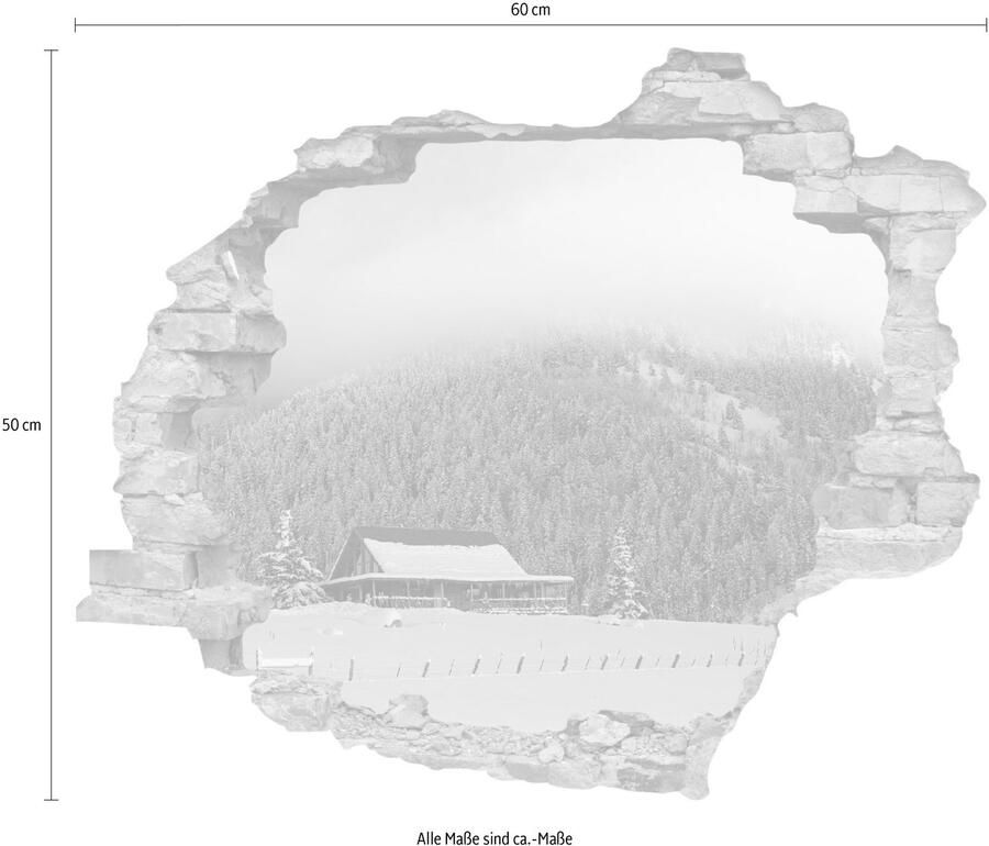 Queence Wandfolie Alpenhut Muursticker muurdecoratie zelfklevend 3D muurdurchbraak (1 stuk) - Foto 2
