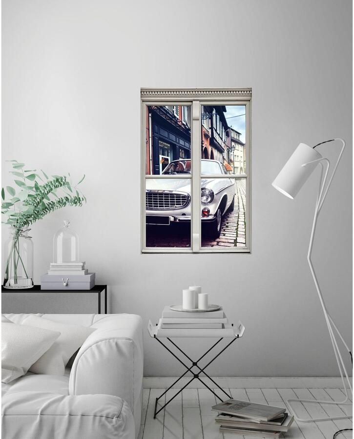 Queence Wandfolie Auto Muursticker muurdecoratie zelfklevend 3D raam