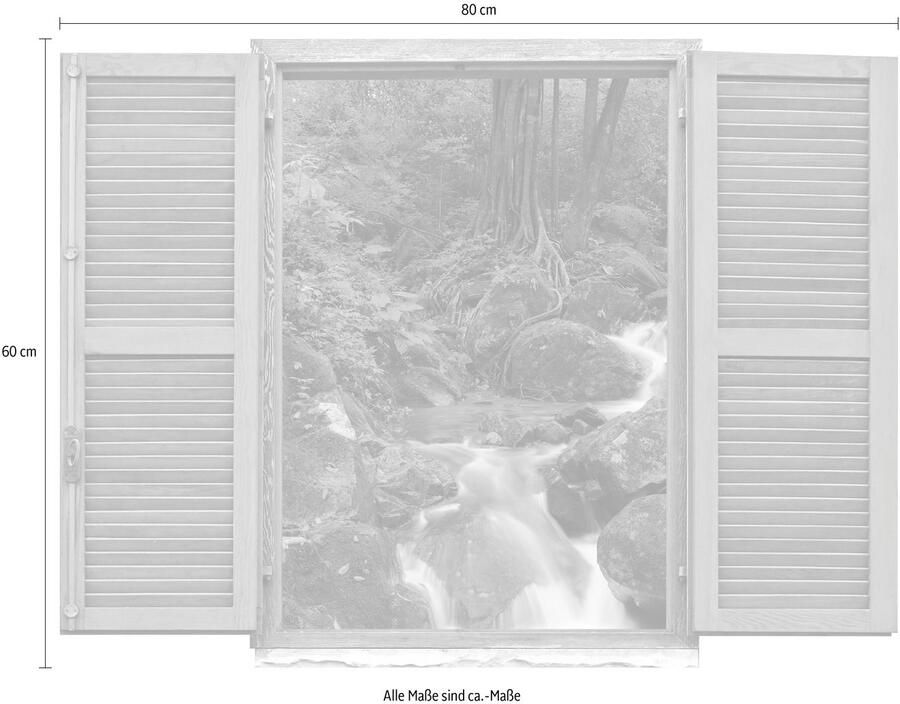 Queence Wandfolie Beek Muursticker muurdecoratie zelfklevend 3D raam (1 stuk) - Foto 2