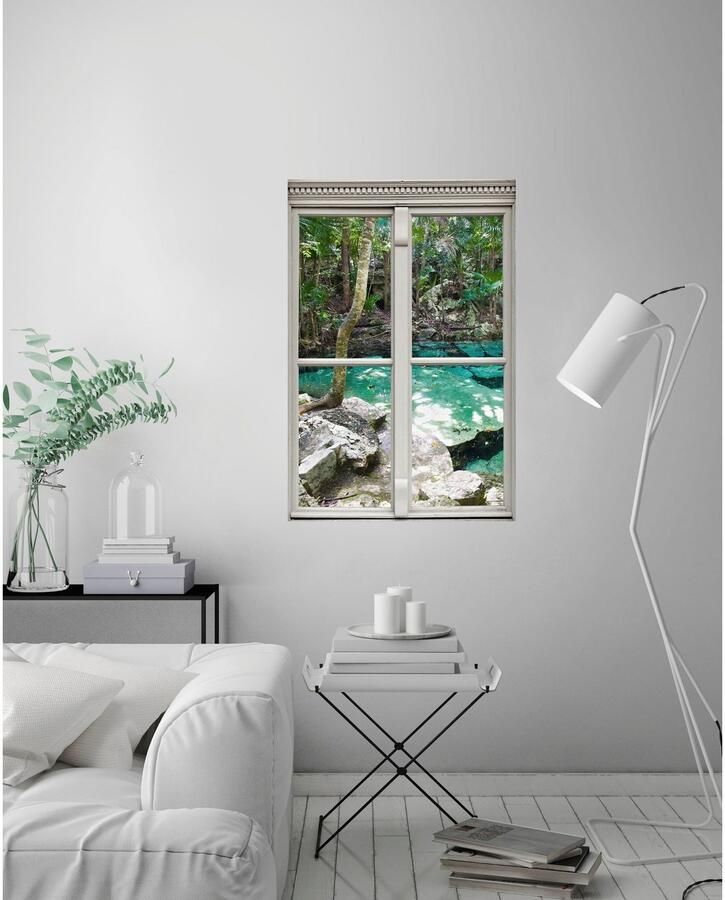 Queence Wandfolie Beek Muursticker muurdecoratie zelfklevend 3D raam