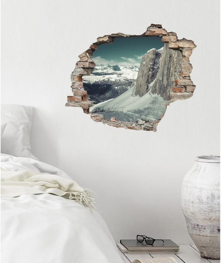 Queence Wandfolie Bergen Muursticker muurdecoratie zelfklevend 3D muurdurchbraak (1 stuk) - Foto 2