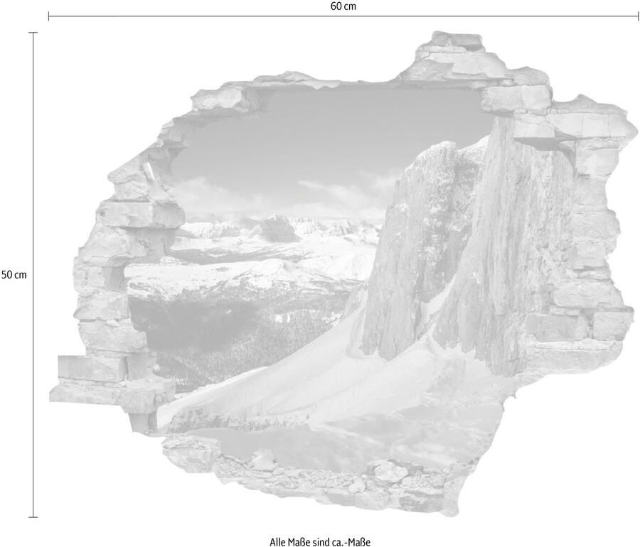 Queence Wandfolie Bergen Muursticker muurdecoratie zelfklevend 3D muurdurchbraak (1 stuk)