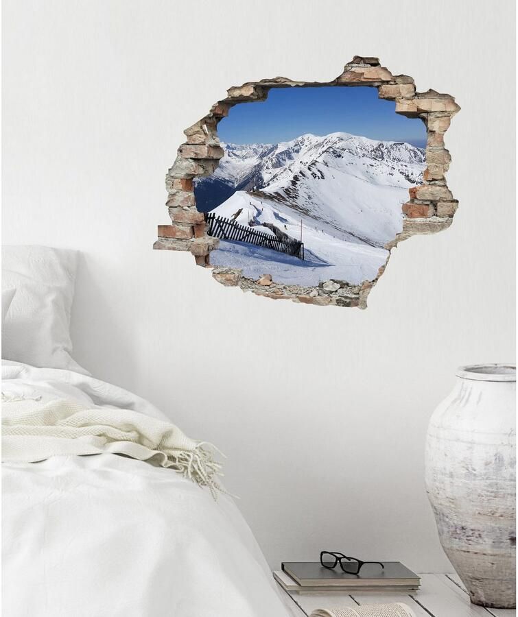 Queence Wandfolie Bergen Muursticker muurdecoratie zelfklevend 3D muurdurchbraak (1 stuk) - Foto 2