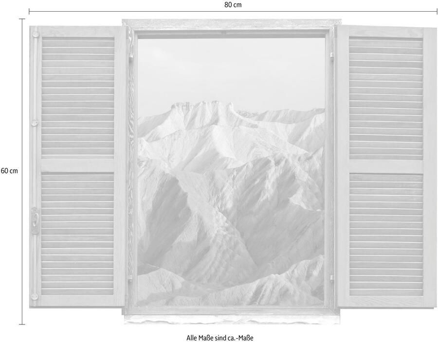 Queence Wandfolie Bergen Muursticker muurdecoratie zelfklevend 3D raam (1 stuk) - Foto 2