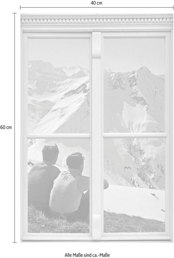 Queence Wandfolie Bergen Muursticker muurdecoratie zelfklevend 3D raam - Foto 2
