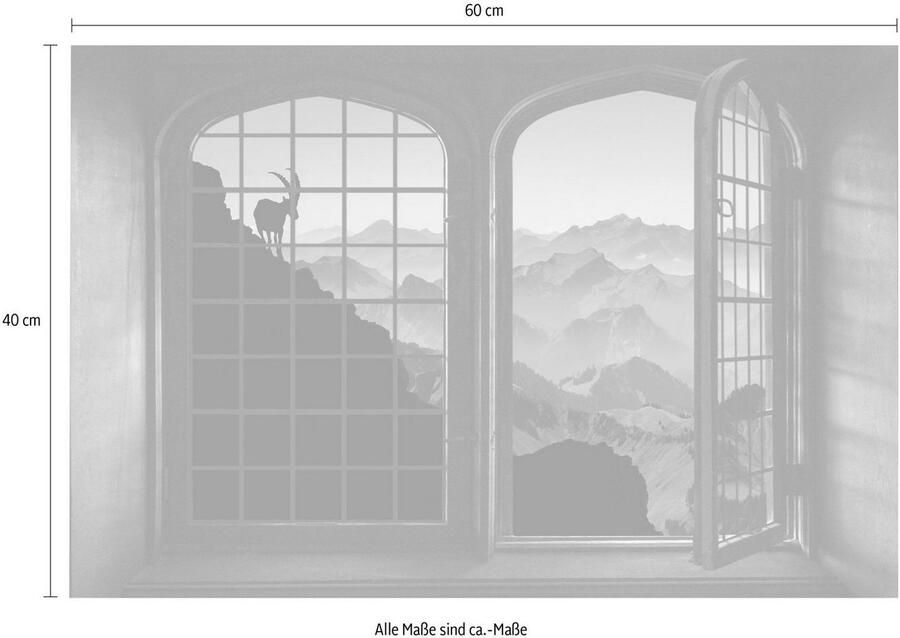 Queence Wandfolie Bergen Muursticker muurdecoratie zelfklevend 3D raam