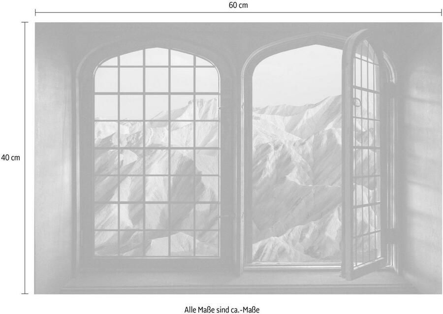 Queence Wandfolie Bergen Muursticker muurdecoratie zelfklevend 3D raam