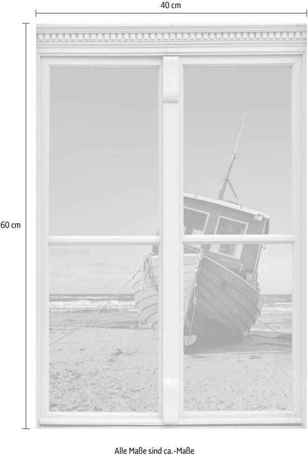 Queence Wandfolie Boot Muursticker muurdecoratie zelfklevend 3D raam - Foto 2
