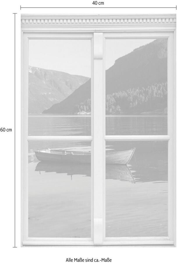 Queence Wandfolie Boot op zee Muursticker muurdecoratie zelfklevend 3D raam - Foto 2