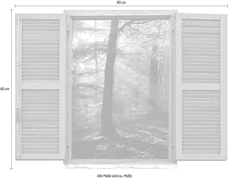 Queence Wandfolie Bos in de herfst Muursticker muurdecoratie zelfklevend 3D raam (1 stuk) - Foto 2