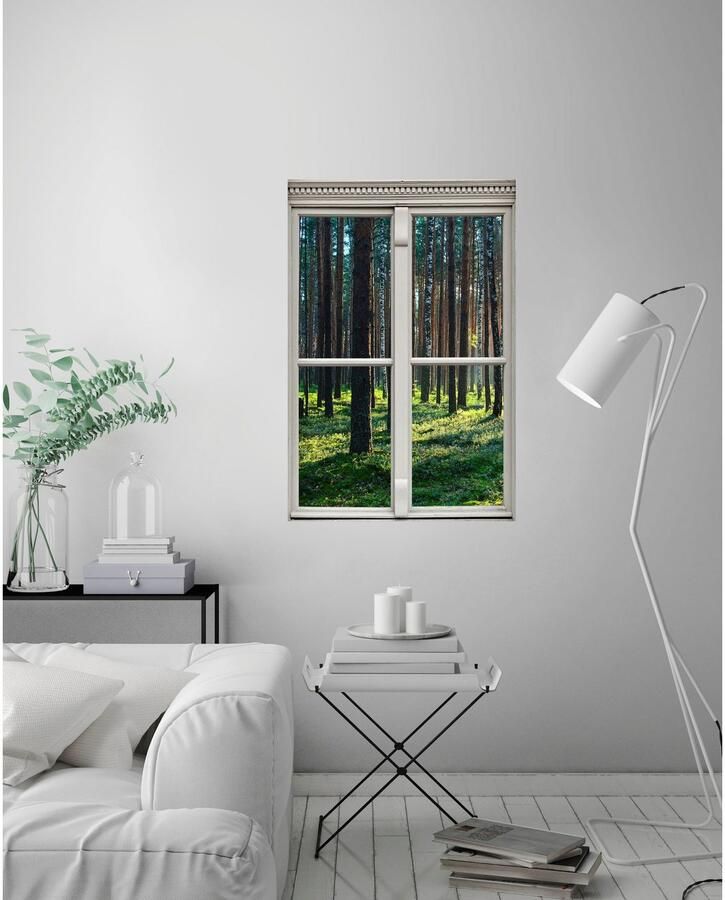 Queence Wandfolie Bos Muursticker muurdecoratie zelfklevend 3D raam